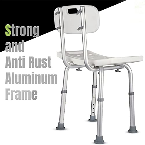 kaxitoket Removable Back Adjustable Anti-Slip Shower Chair - White