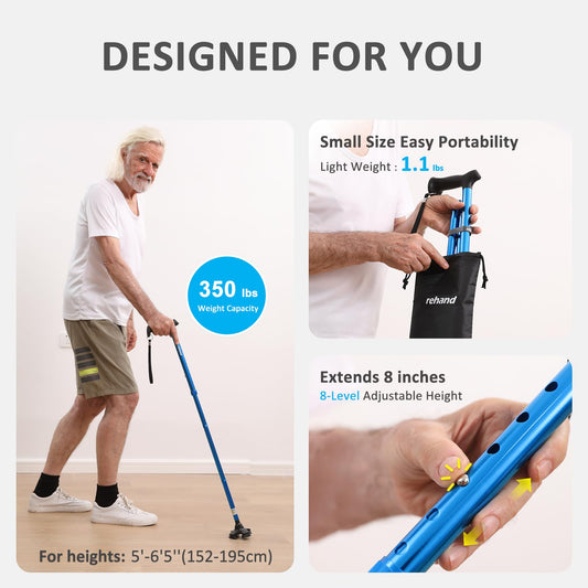 rehand Foldable Adjustable Lightweight Walking Stick