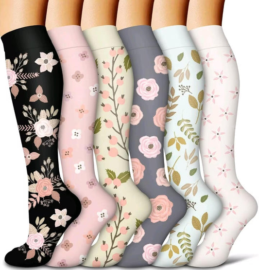 AWXUOCK Copper Compression Socks 15-20 mmHg Graduated - Unisex - 6 Pack