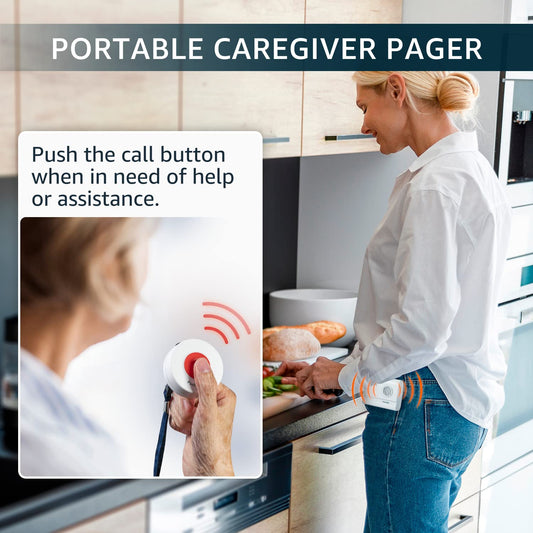 Caregiver Pager 3 Wireless Nurse Call Buttons for Elderly Monitoring SOS Alert System Portable Alarm Call Bell for Nursing Home Care Seniors Patients Emergency