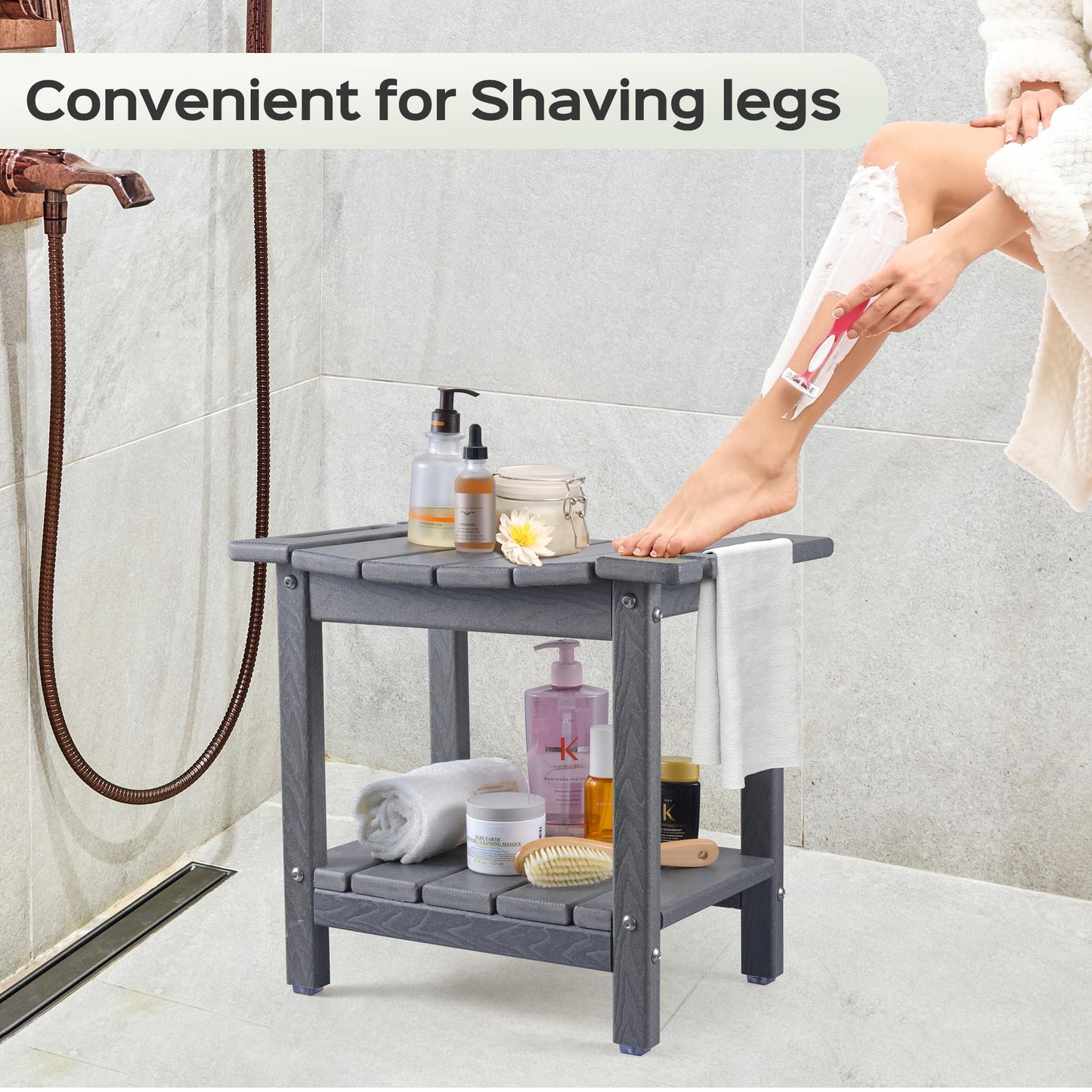 LyriFine HDPE Waterproof Adjustable Shower Stool for Elderly & Disabled