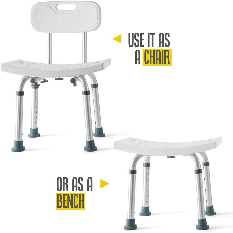kaxitoket Removable Back Adjustable Anti-Slip Shower Chair - White