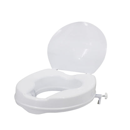 Raised Toilet Seat, Raised Toilet Seat with Lid 300 Lbs Heavy Duty Elevated Toilet Seat with Tightening Clamps Raised Toilet Seats for Most Elongated Toilets (White, 2 Inches) White2in with Lid