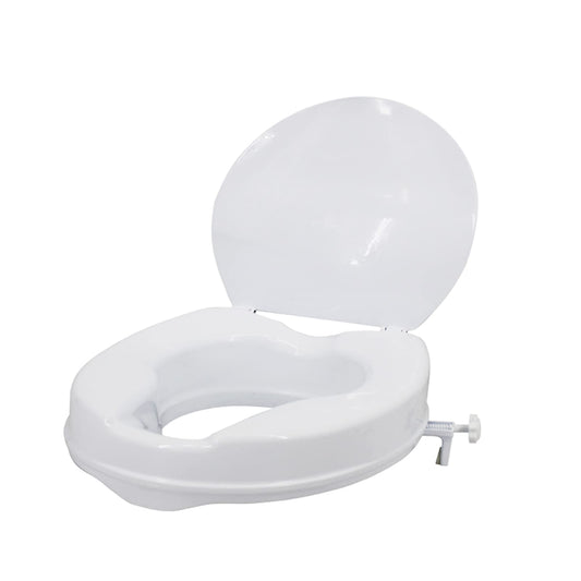 Raised Toilet Seat, Raised Toilet Seat with Lid 300 Lbs Heavy Duty Elevated Toilet Seat with Tightening Clamps Raised Toilet Seats for Most Elongated Toilets (White, 2 Inches) White2in with Lid