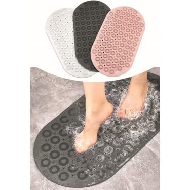Homeela Silicone Non-Slip Foot Massage 37x69cm Bath Mat - Grey