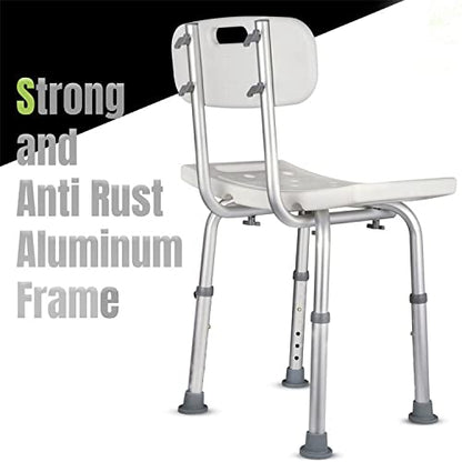 kaxitoket Removable Back Adjustable Anti-Slip Shower Chair - White
