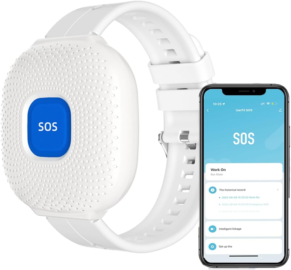 UanTii Waterproof Smart SOS Bracelet Tuya WiFi Emergency Alert SOS Watch for Elderly Fall Alarm SOS Call Panic Button