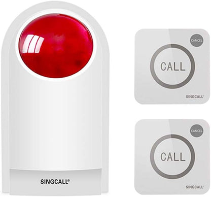 SINGCALL Strobe Siren Panic Alarm Button Siren Alarm with Light for Home Caring/Store/Hotel/Jewelry Shop Security Loud Outdoor SOS Alert System 1 Red Flashing Siren 2 Emergency Buttons