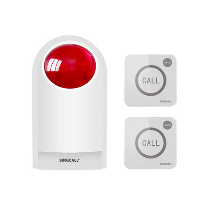 SINGCALL Strobe Siren Panic Alarm Button Siren Alarm with Light for Home Caring/Store/Hotel/Jewelry Shop Security Loud Outdoor SOS Alert System 1 Red Flashing Siren 2 Emergency Buttons