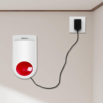 SINGCALL Strobe Siren Panic Alarm Button Siren Alarm with Light for Home Caring/Store/Hotel/Jewelry Shop Security Loud Outdoor SOS Alert System 1 Red Flashing Siren 2 Emergency Buttons