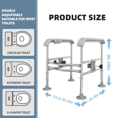 Toilet Safety Rail for Seniors with Sensor Light - Heavy Duty 300 Lbs, Universal Fit, Non-Slip Standing Aid, Included Storage Bag (Blue-Grey)