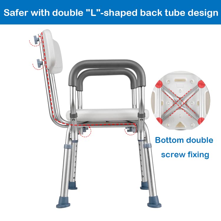 Joliling Adjustable Aluminium Anti-Slip Shower Chair