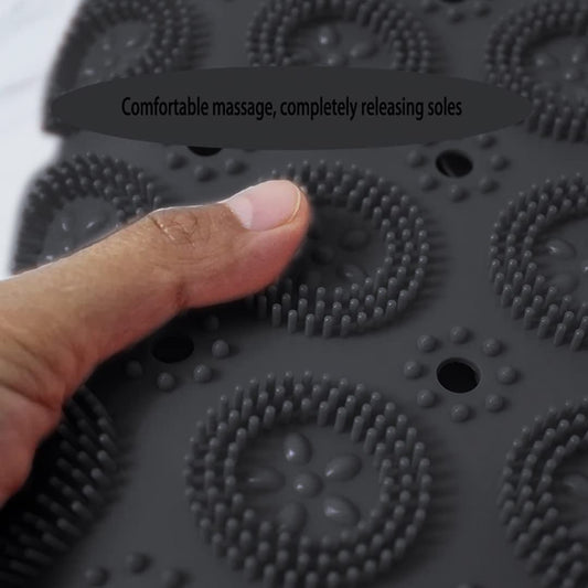 Homeela Silicone Non-Slip Foot Massage 37x69cm Bath Mat - Grey