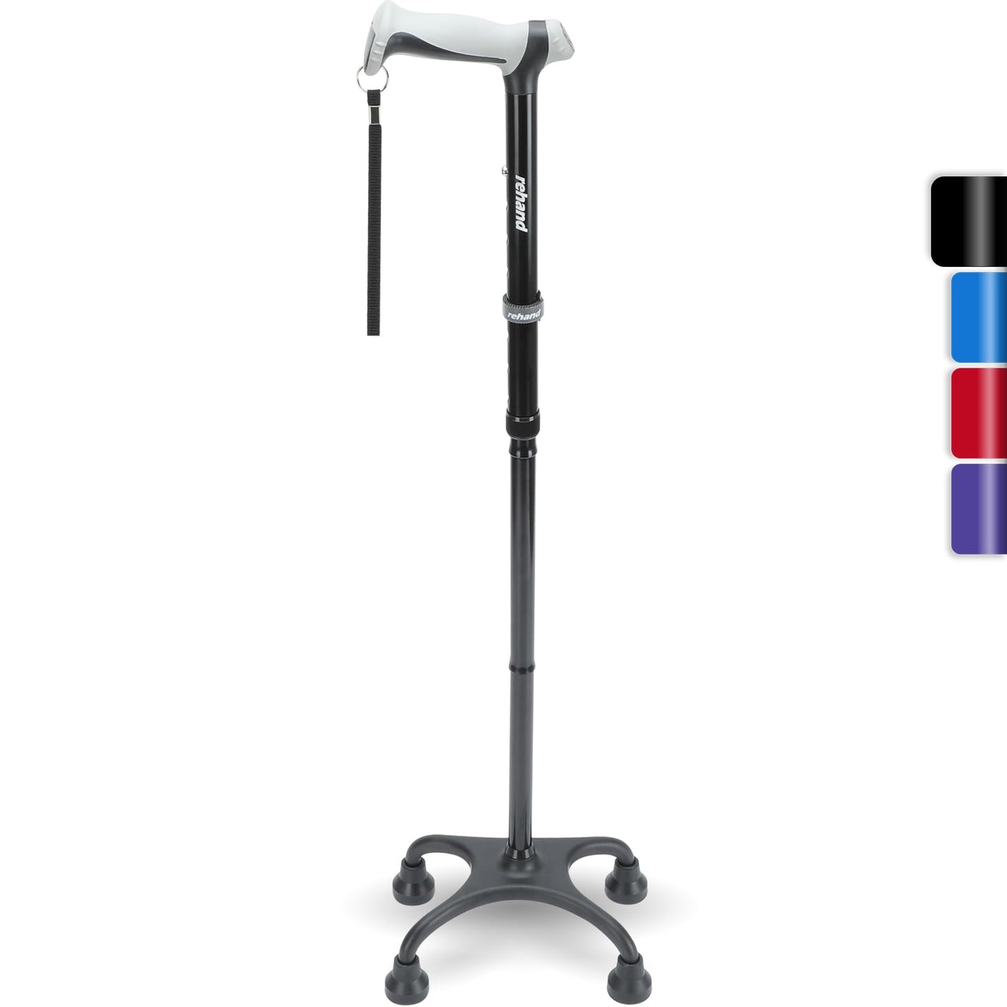 rehand Quad Base Ergonomic Adjustable Walking Cane