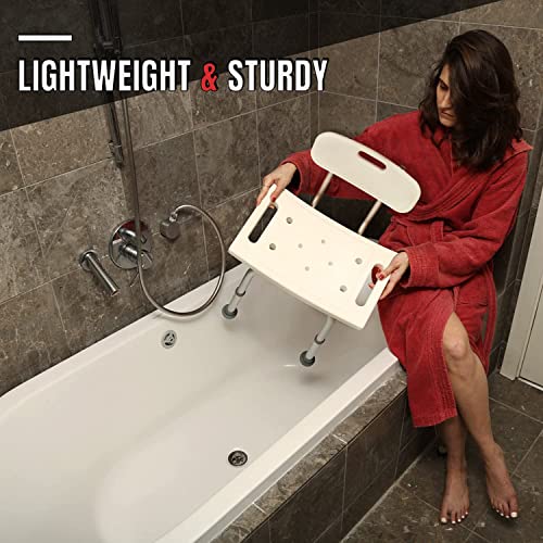 kaxitoket Removable Back Adjustable Anti-Slip Shower Chair - White