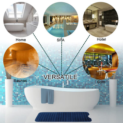 Linoows Bathtub and Shower Mats, Extra Long Non-Slip Bath Tub Mat 39 x 16 Inch, Machine Washable Bathmat with Suction Cups & Drain Holes for Bathroom Floor, Navy Blue