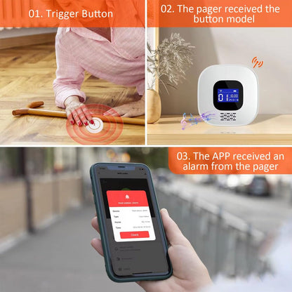 VOCA Smart WiFi Wireless SOS Pager, Call Button & Clock - Panic Button and Emergency Alarm for Seniors, Patients and Disabled | 2.4G WiFi | Includes Receiver, Call Button, SOS Clock