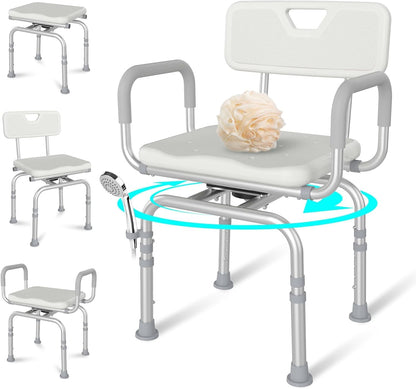 HEARTHLY 360 Swivel Heavy Duty 400lbs Shower Chair - White