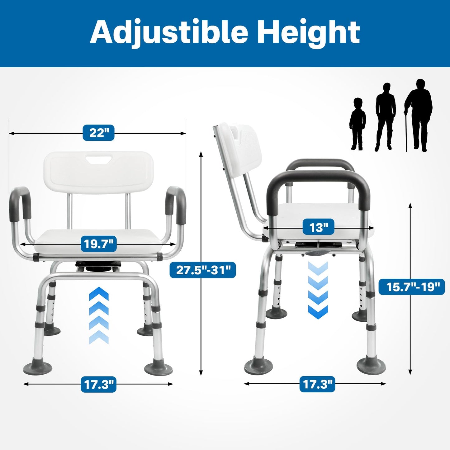Eosprim 360 Swivel Adjustable Shower Chair for Elderly & Disabled