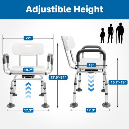 Eosprim 360 Swivel Adjustable Shower Chair for Elderly & Disabled