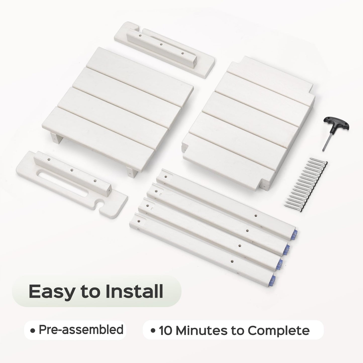 LyriFine HDPE Waterproof Adjustable Shower Stool - White