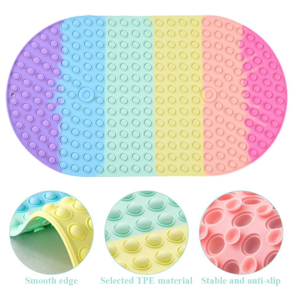 TOMVAES Cushioned Non-Slip Silicone Oval Bath Mat for Bathtub & Shower