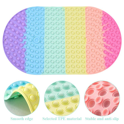 TOMVAES Cushioned Non-Slip Silicone Oval Bath Mat for Bathtub & Shower