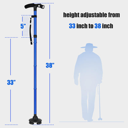 CozyKit Folding LED Light Adjustable Walking Cane for Elderly & Seniors