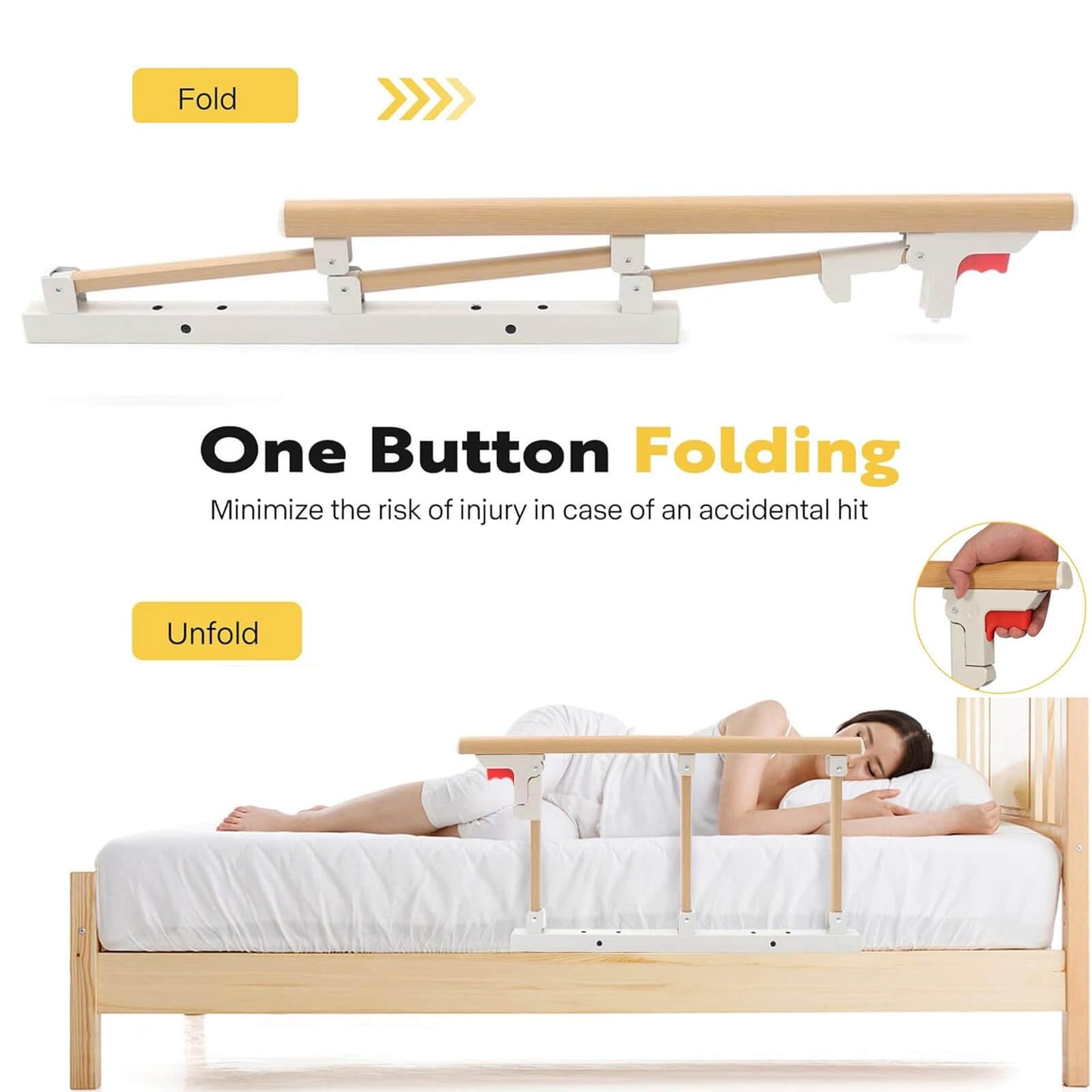 FesFun Foldable Grab Bar Non-Slip Bed Rail for Elderly