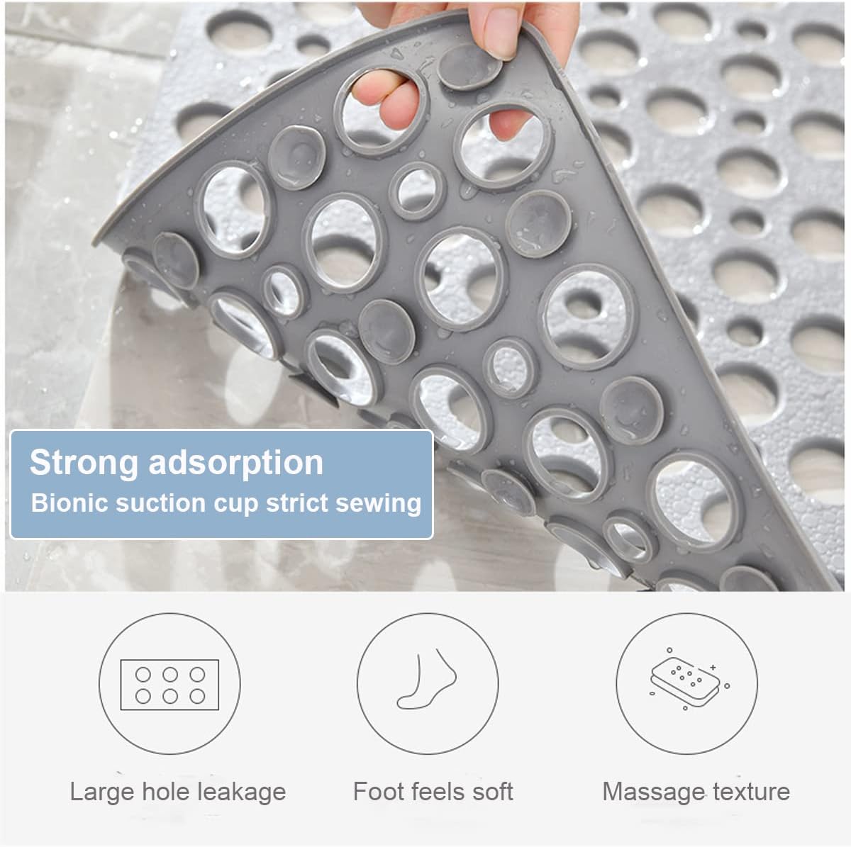 Uandhome Rubber Anti-Slip Anti-Mould 75x43cm Bath Mat