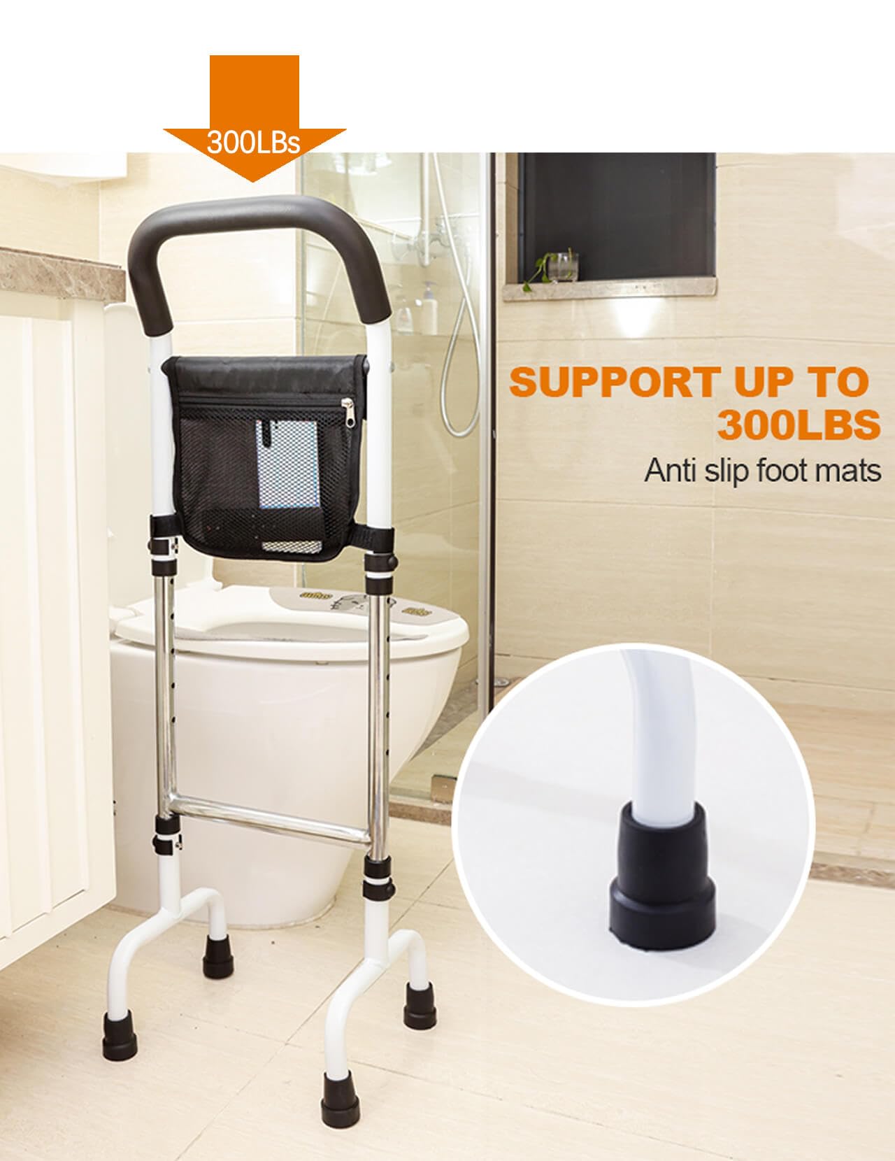 FesFun Adjustable Standing Handle Non-Slip Stand Assist Rail