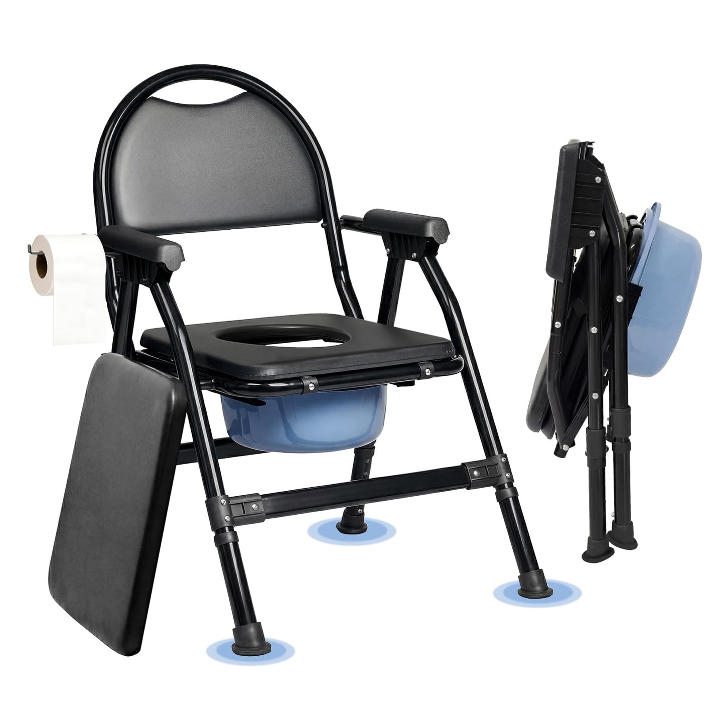 Levede Folding Adjustable with Toilet Bowl Commode Chair