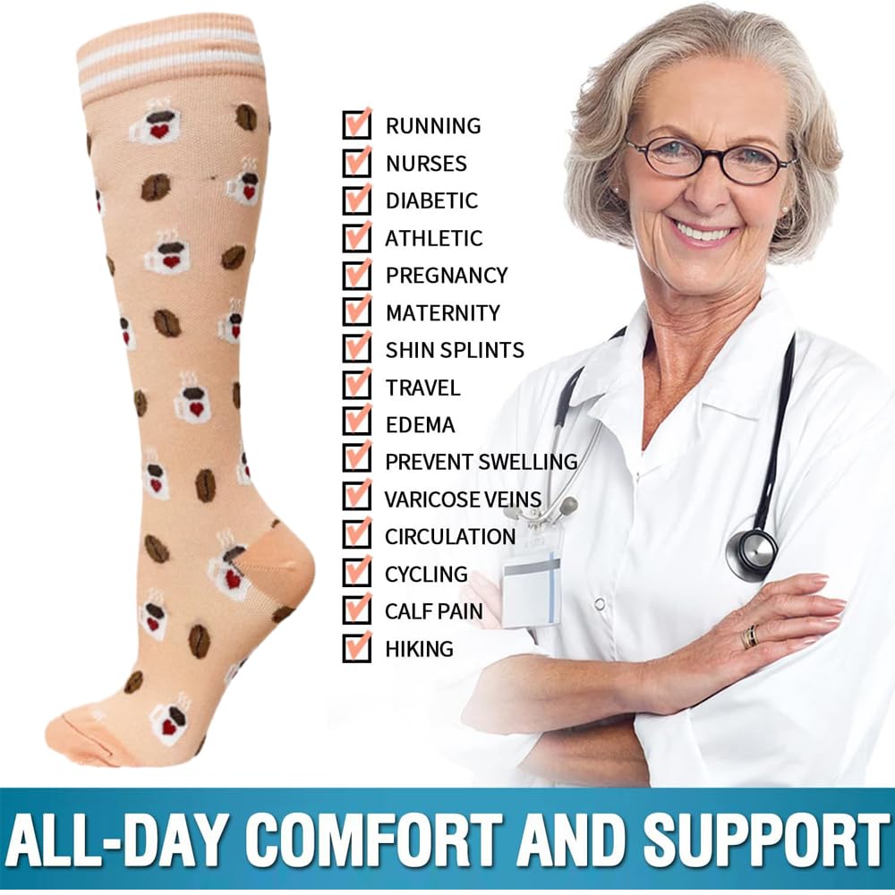 YEYSXSY Nylon Compression Socks Graduated Athletic - Unisex