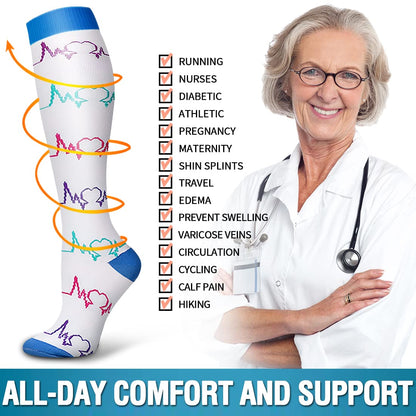 Bluemaple Copper Compression Socks 15-20 mmHg - Unisex - 6 Pack