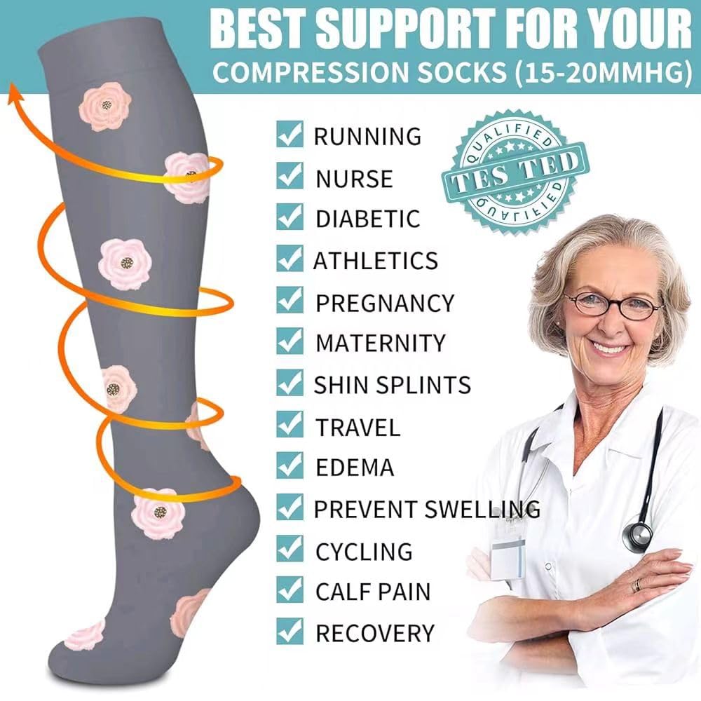 AWXUOCK Copper Compression Socks 15-20 mmHg Graduated - Unisex - 6 Pack