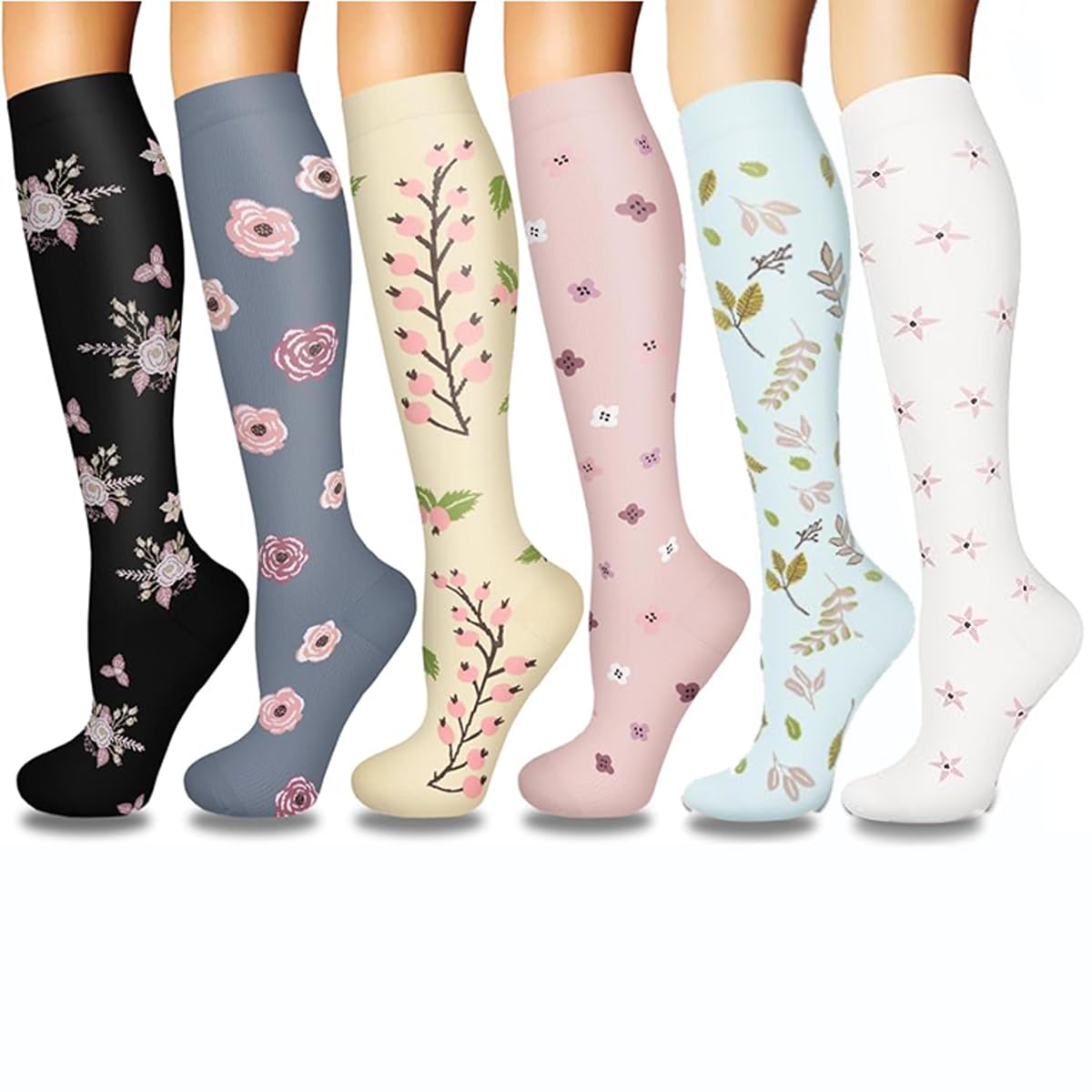 ZANZER Compression Socks 15-20 mmHg Graduated - Unisex - 6 Pairs