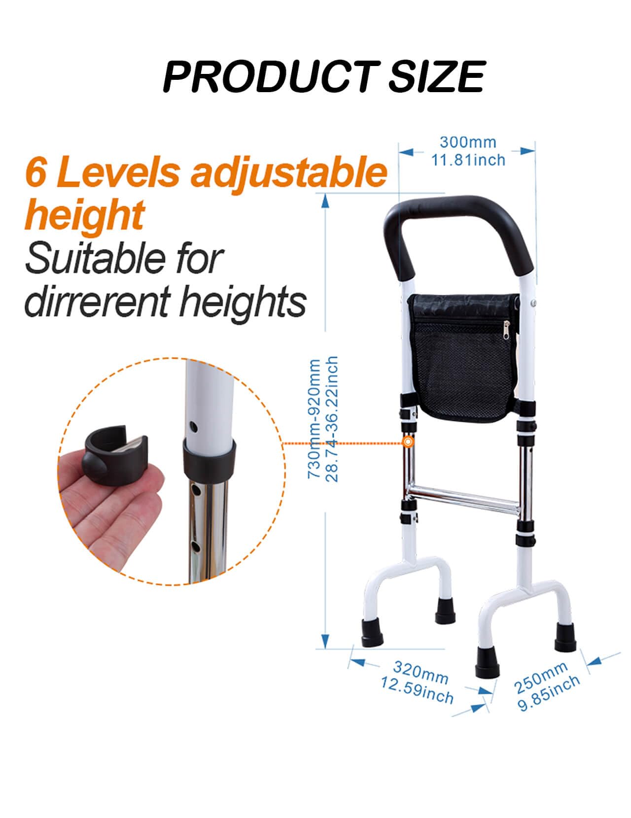 FesFun Adjustable Standing Handle Non-Slip Stand Assist Rail