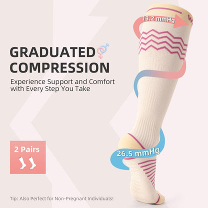 Wakefeet Maternity Compression Socks 15-20 mmHg Anti-Slip - Women - 2 Pairs
