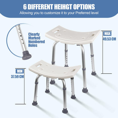 Ez2care Adjustable Non-Slip Shower Chair for Elderly & Disabled