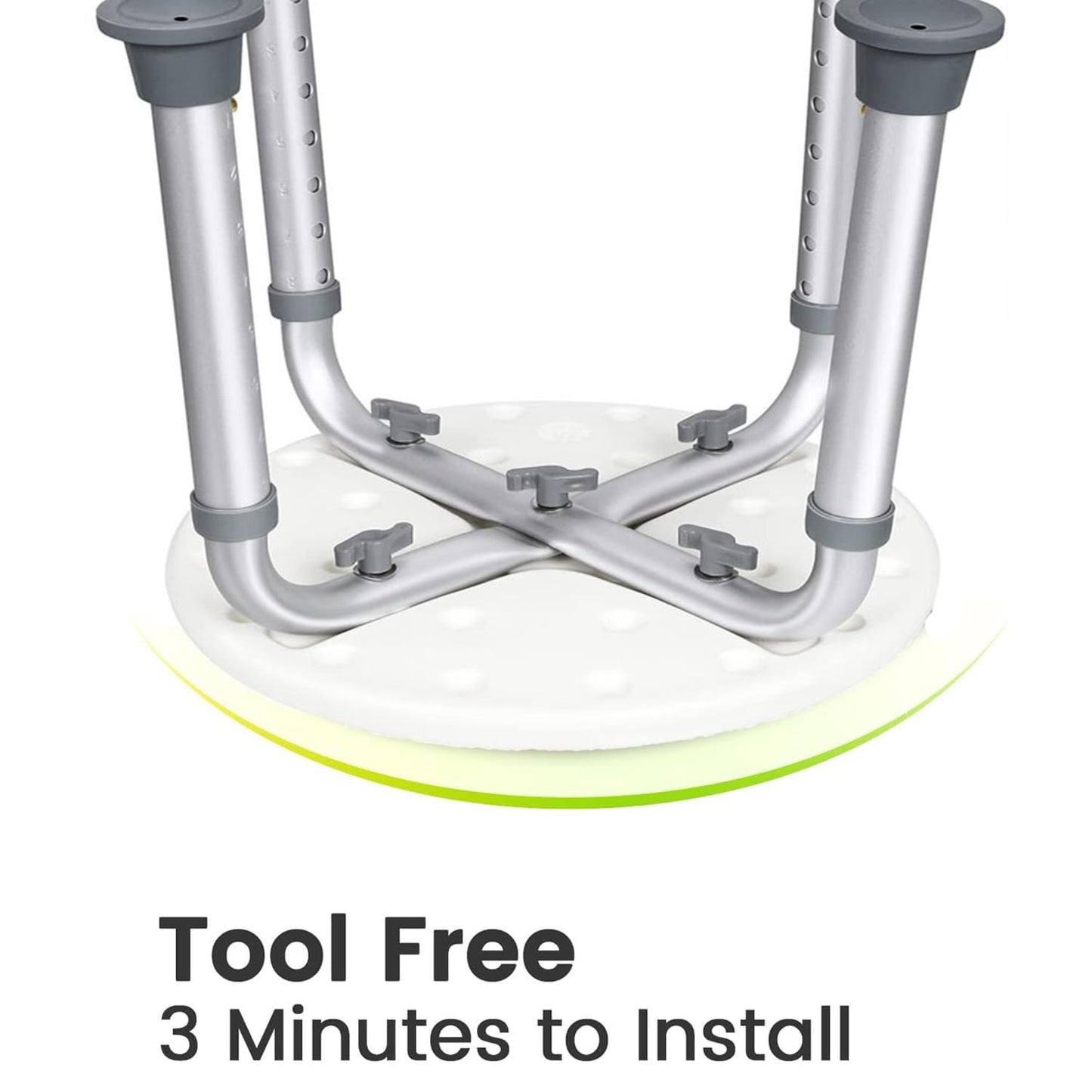 ROFVMILE Adjustable Non-Slip Tool-Free Shower Chair - White