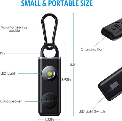 AMIR Personal Alarm Keychain for Women Safety - Loud 130 dB Siren with Strobe Light and Carabiner - Helps Women, Children, Men, Seniors, Elderly Emergency Call