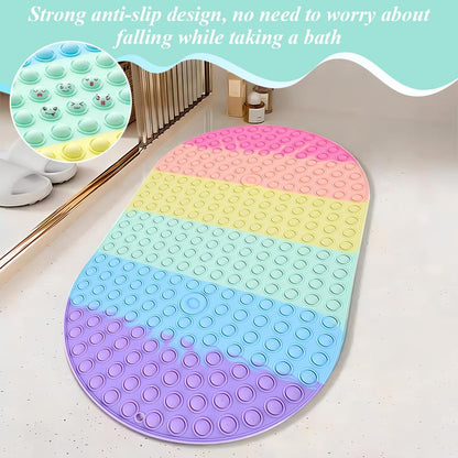 TOMVAES Cushioned Non-Slip Silicone Oval Bath Mat for Bathtub & Shower