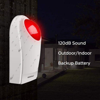 SINGCALL Strobe Siren Panic Alarm Button Siren Alarm with Light for Home Caring/Store/Hotel/Jewelry Shop Security Loud Outdoor SOS Alert System 1 Red Flashing Siren 2 Emergency Buttons
