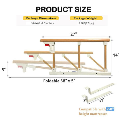 FesFun Foldable Grab Bar Non-Slip Bed Rail for Elderly