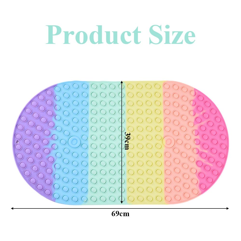 TOMVAES Cushioned Non-Slip Silicone Oval Bath Mat for Bathtub & Shower