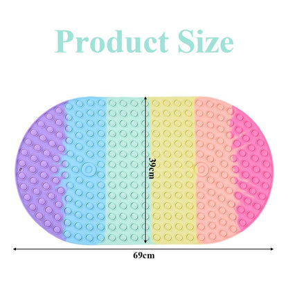 TOMVAES Cushioned Non-Slip Silicone Oval Bath Mat for Bathtub & Shower