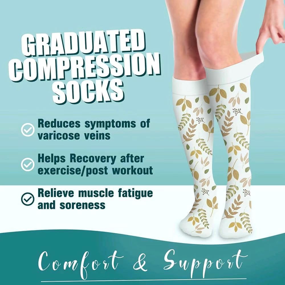 AWXUOCK Copper Compression Socks 15-20 mmHg Graduated - Unisex - 6 Pack