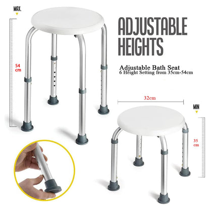 ROFVMILE Adjustable Non-Slip Tool-Free Shower Chair - White