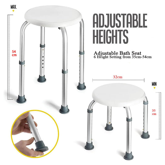 ROFVMILE Adjustable Non-Slip Tool-Free Shower Chair - White