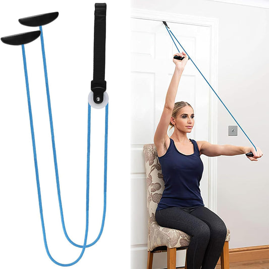 Shoulder Pulley Over the Door, Shoulder Exercise Pulley Physiotherapy for Shoulder Rehab, Rotator Cuff Exerciser, Arm Rehabilitation Exercise for Injury Rehab, Stretching, Recovery (Blue)
